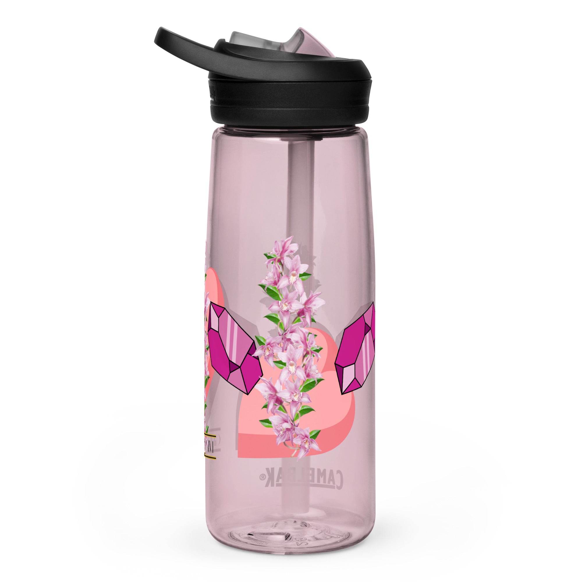 ''Pink Flower Power'' Sports Water Bottle