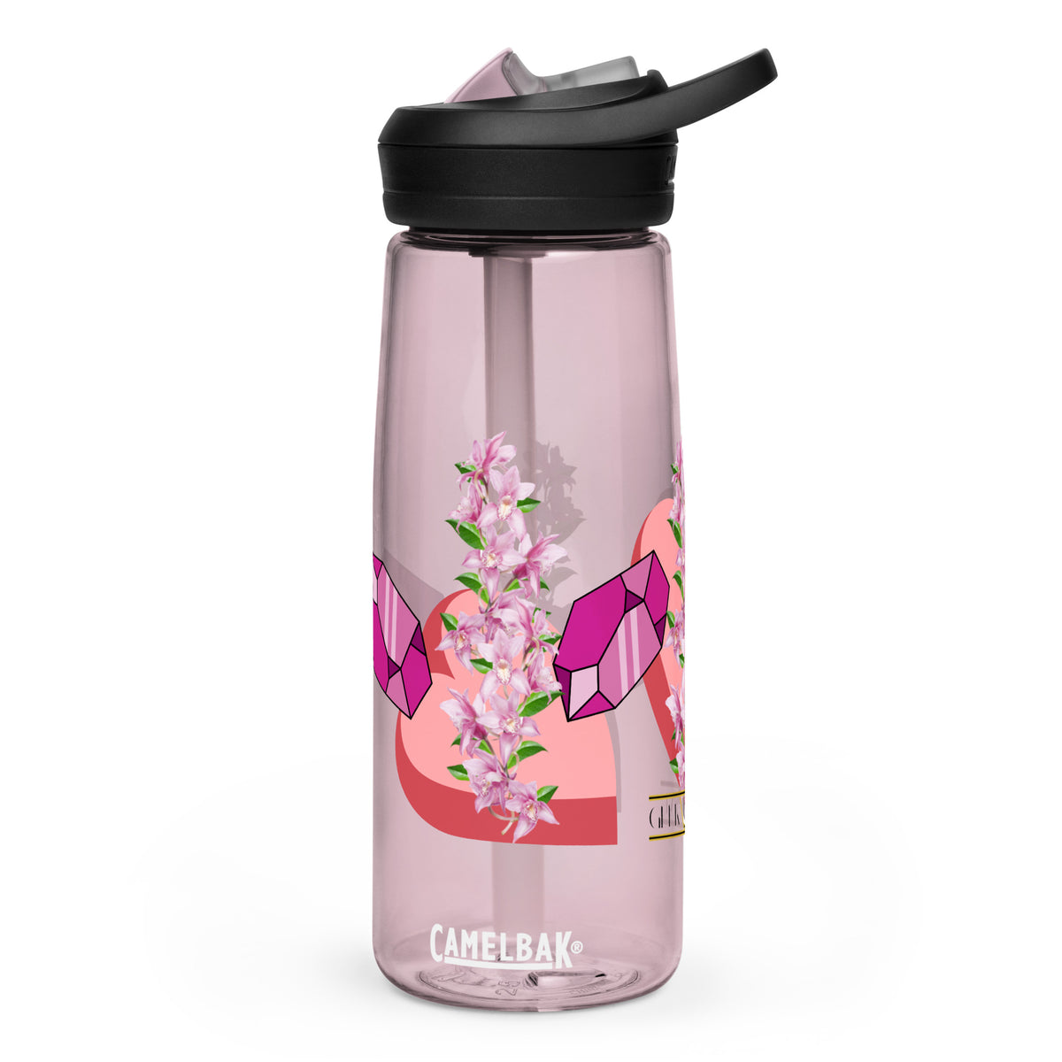 ''Pink Flower Power'' Sports Water Bottle