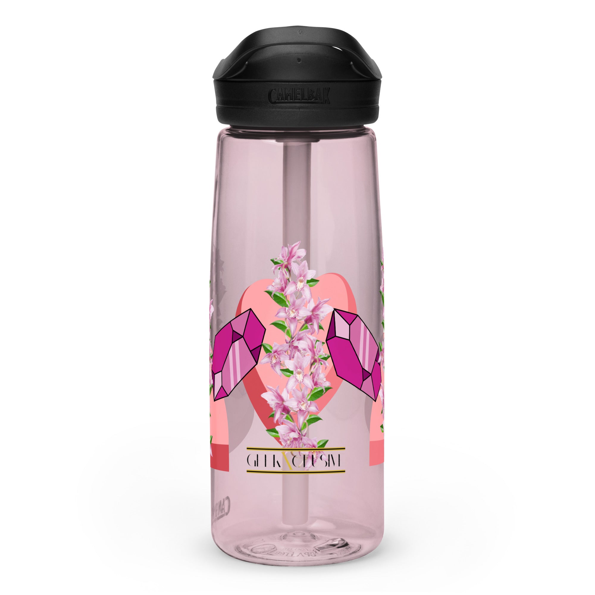 ''Pink Flower Power'' Sports Water Bottle